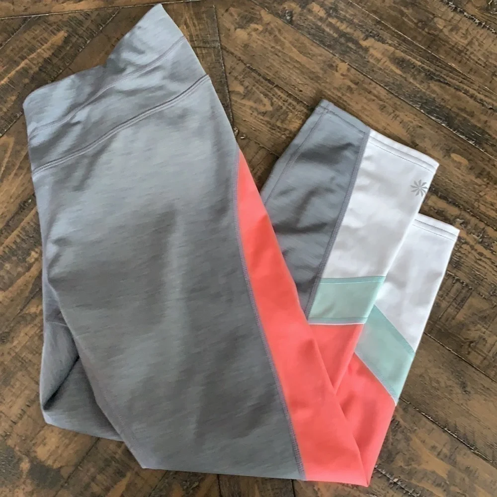 Athleta Sonar color blocks crop leggings